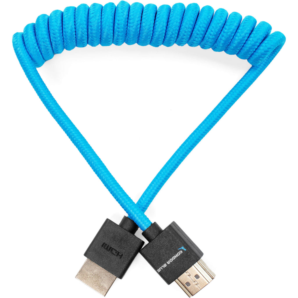 Kondor Blue Coiled High-Speed HDMI 2.0 Braided Cable (12 to 24", Kondor Blue)