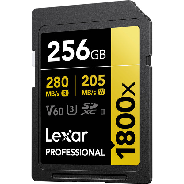 Lexar 256GB Professional 1800x UHS-II SDXC Memory Card (GOLD Series)