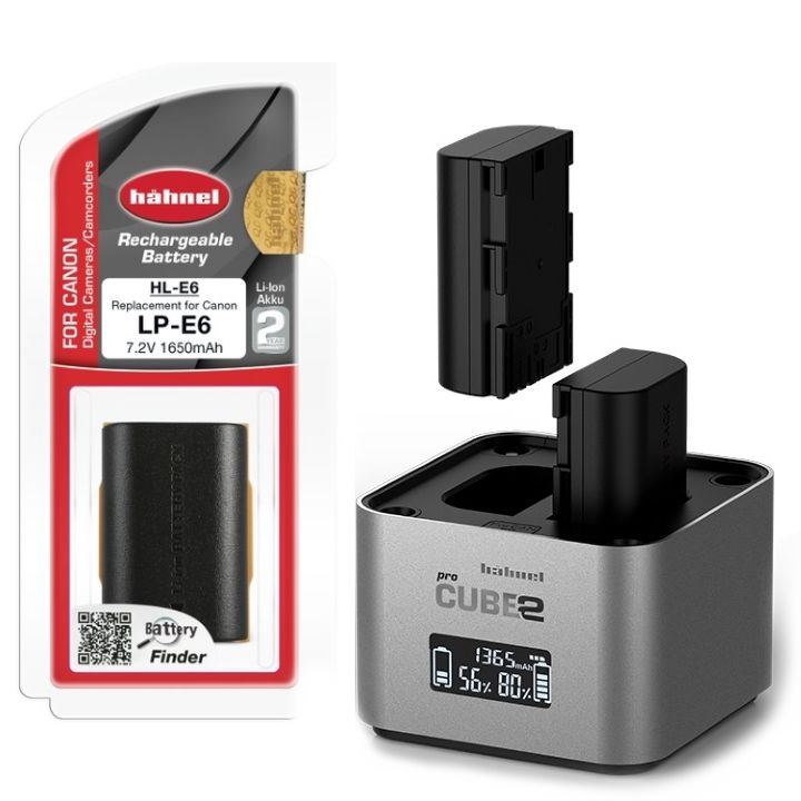 Hahnel Pro Cube 2 charger for Canon with Hahnel LP-E6 7.2v 1650mAH Battery Kit