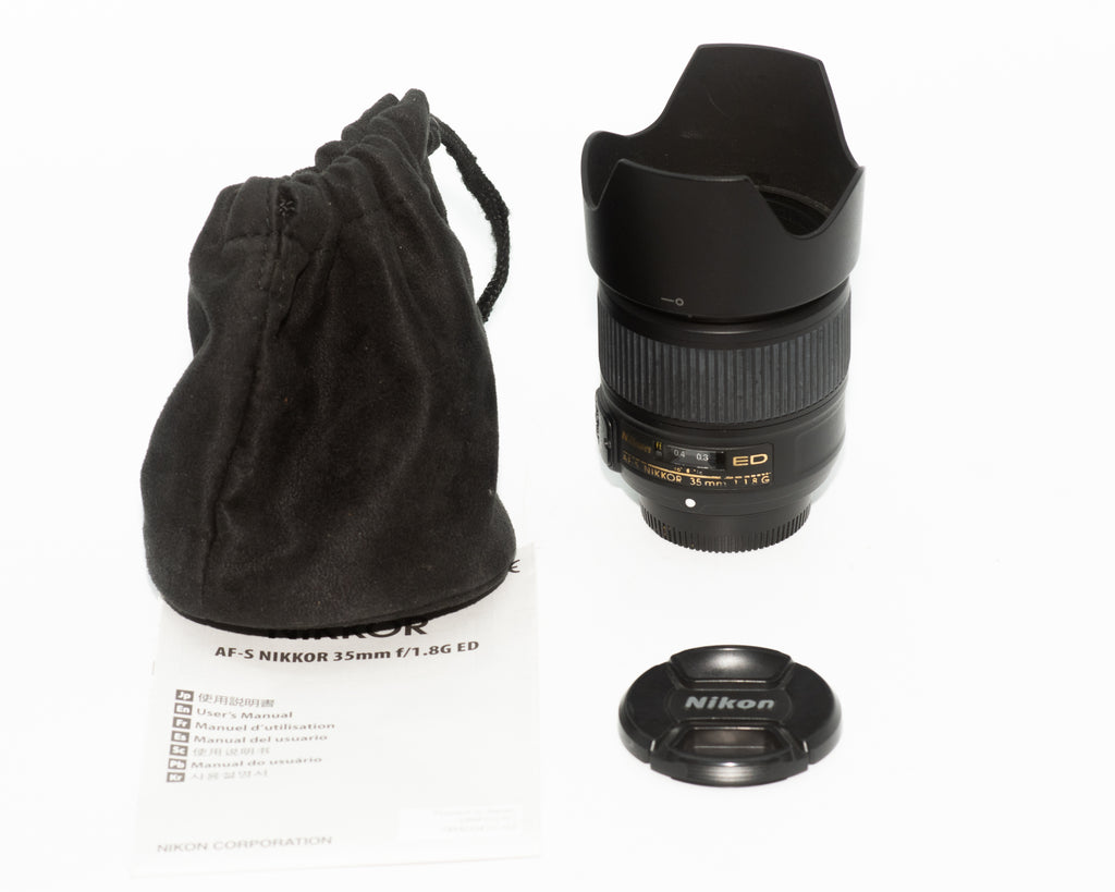 Nikon AF-S NIKKOR 35mm f/1.8G ED Lens with Hood and Caps (Second Hand)