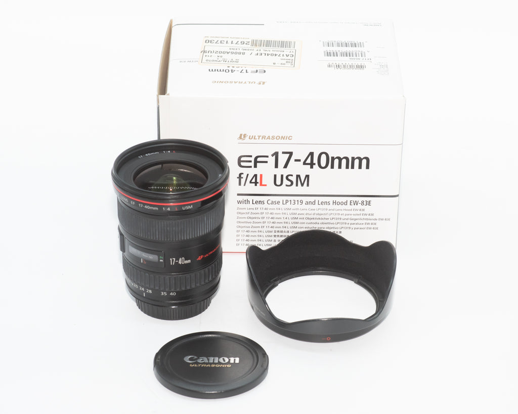 Canon EF 17-40mm f/4 L USM Lens In Box w/Hood and Caps (Second Hand)