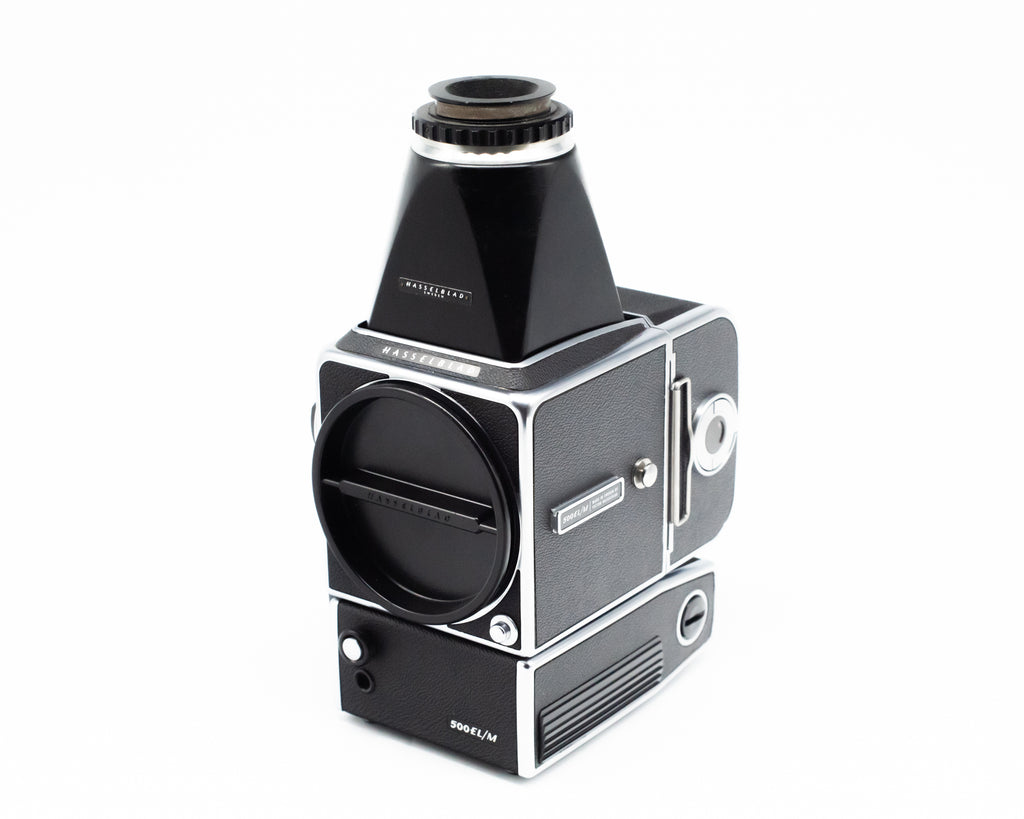 Hasselblad 500EL/M Camera Body Chrome with A12 Back & Magnifying Hood Finder (RH1323629/RT3293974) (Second Hand)