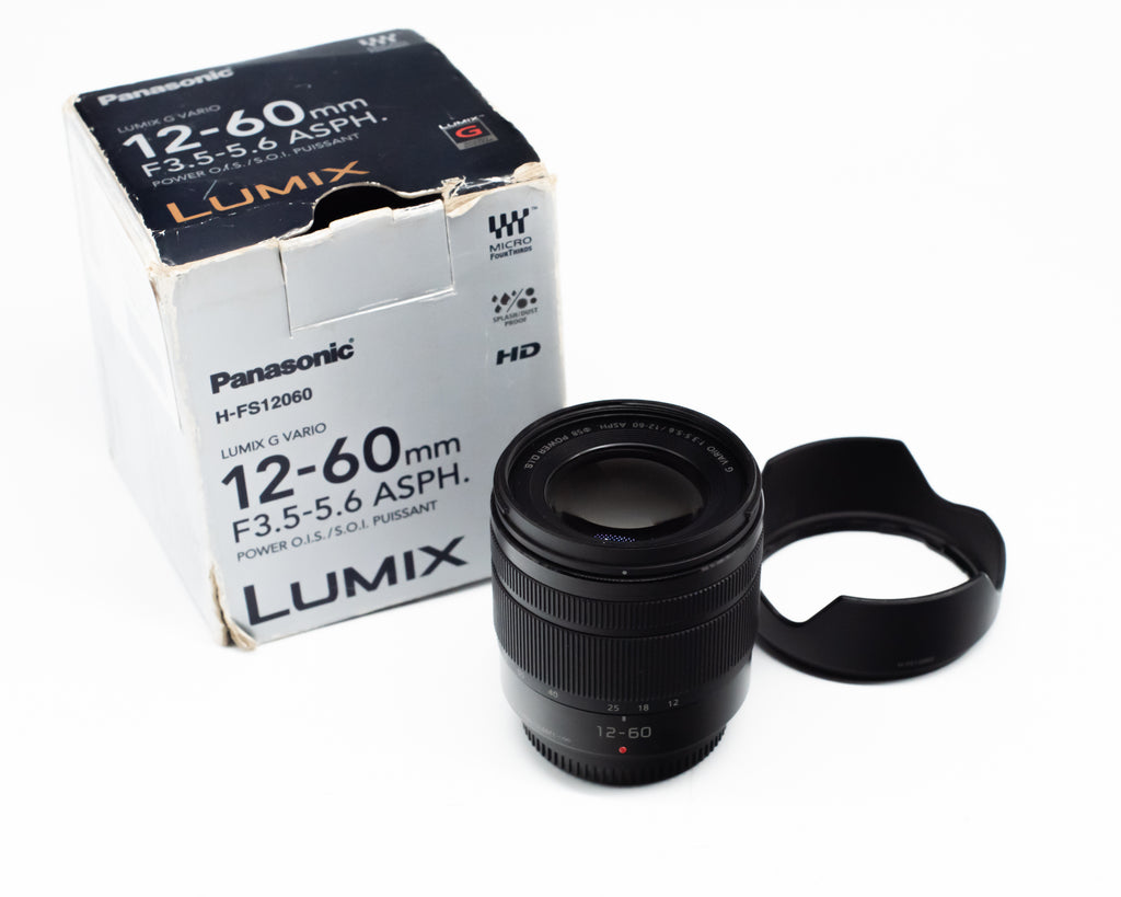 Panasonic Lumix G Vario 12-60mm f/3.5-5.6 ASPH Power I.O.S. Lens with Box and Caps (Second Hand)