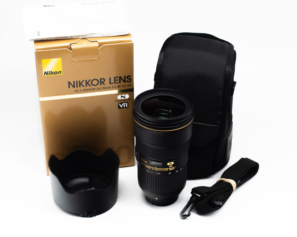 Nikon AF-S NIKKOR 24-70mm f/2.8E ED VR Lens with Box Case Caps and Hood (Second Hand)