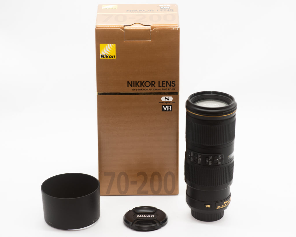 Nikon AF-S NIKKOR 70-200mm f/4G ED VR Lens with Caps, Hood & Box (Second Hand)