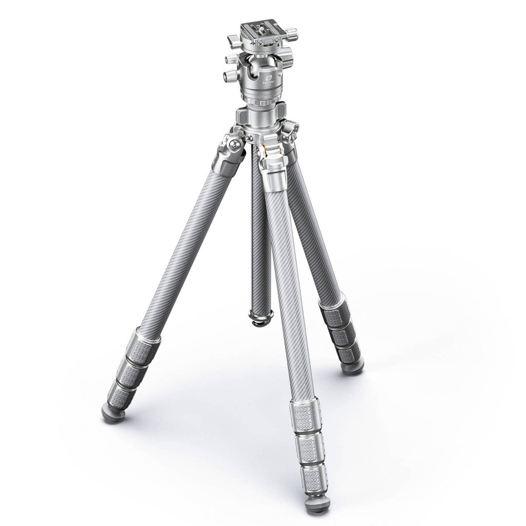 Leofoto LG-324C Silver 4 Section Water Resistant Carbon Fibre Tripod with LH-40R Ball Head