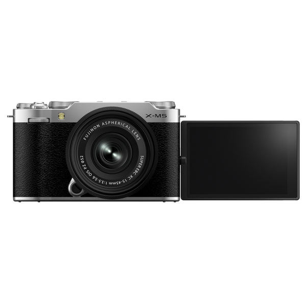 FUJIFILM X-M5 Mirrorless Camera Silver with XC 15-45mm f3.5-5.6 OIZ PZ Lens Kit