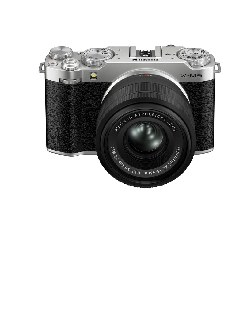 FUJIFILM X-M5 Mirrorless Camera Silver with XC 15-45mm f3.5-5.6 OIZ PZ Lens Kit