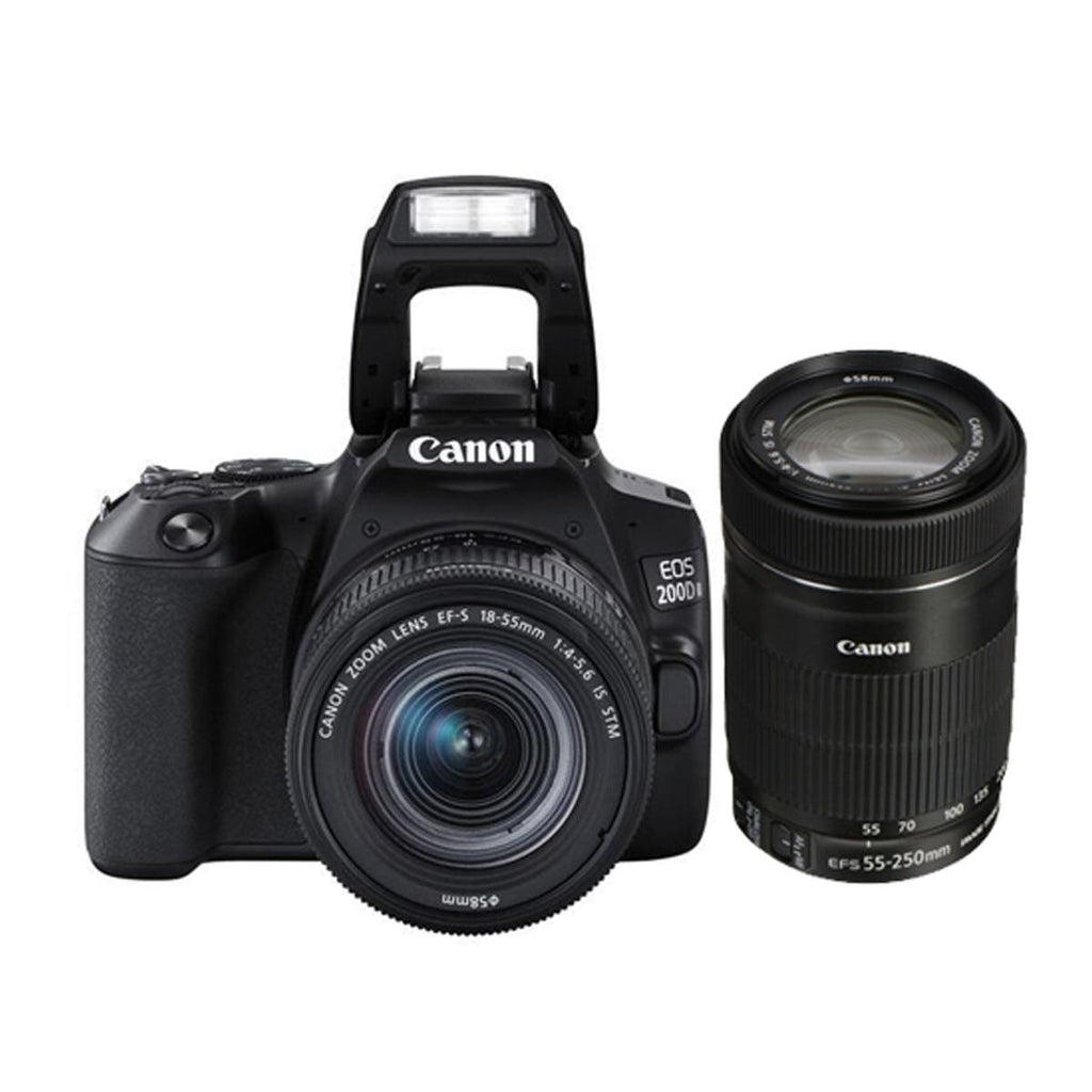 Canon EOS 200D Mark II DSLR with EF-S 18-55mm f/4-5.6 IS STM and EF-S 55-250mm f/4-5.6 IS STM