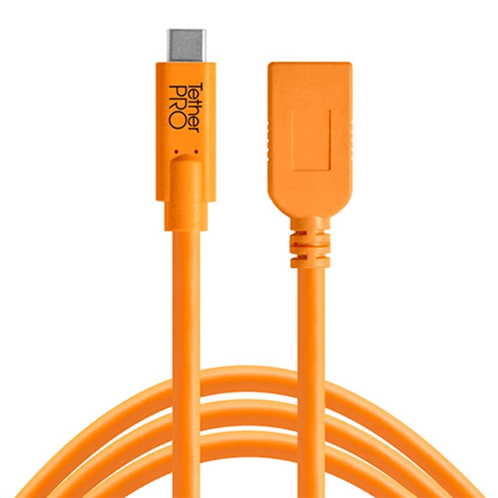 TetherPro USB-C to USB-A Female Adapter Extension 4.6m (Orange)